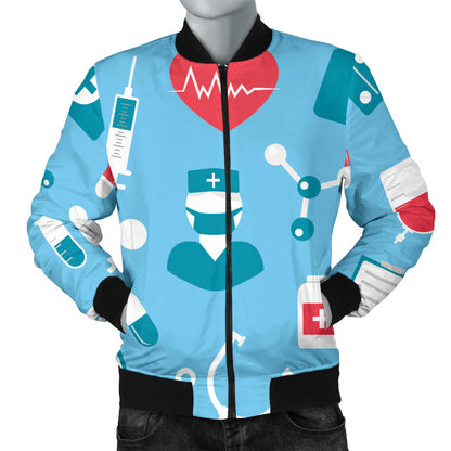 Nurse Pattern Print Design A03 Men Bomber Jacket