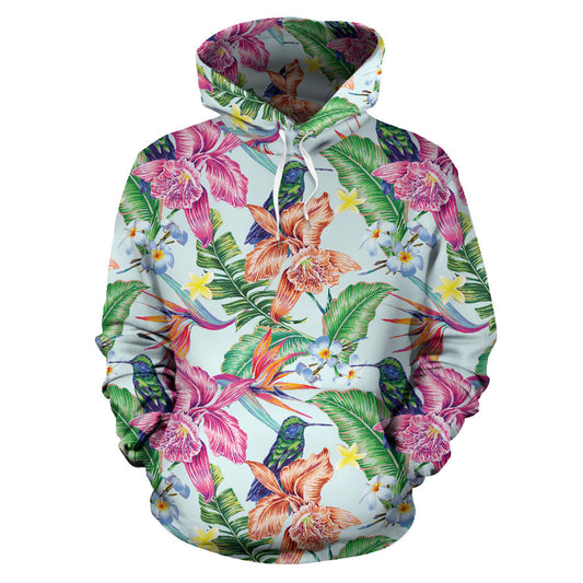 Hummingbird Tropical Pattern Print Design 05 Pullover Hoodie
