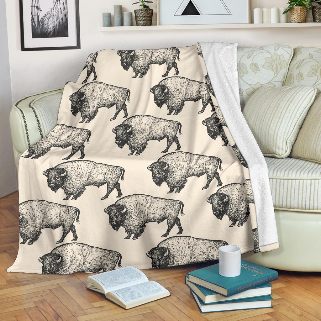 Bison Pattern Print Design 02 Premium Blanket