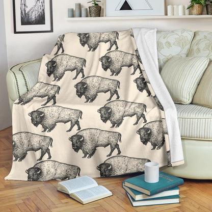 Bison Pattern Print Design 02 Premium Blanket