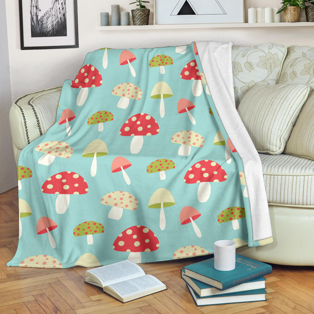 Mushroom Pattern Print Design A01 Premium Blanket
