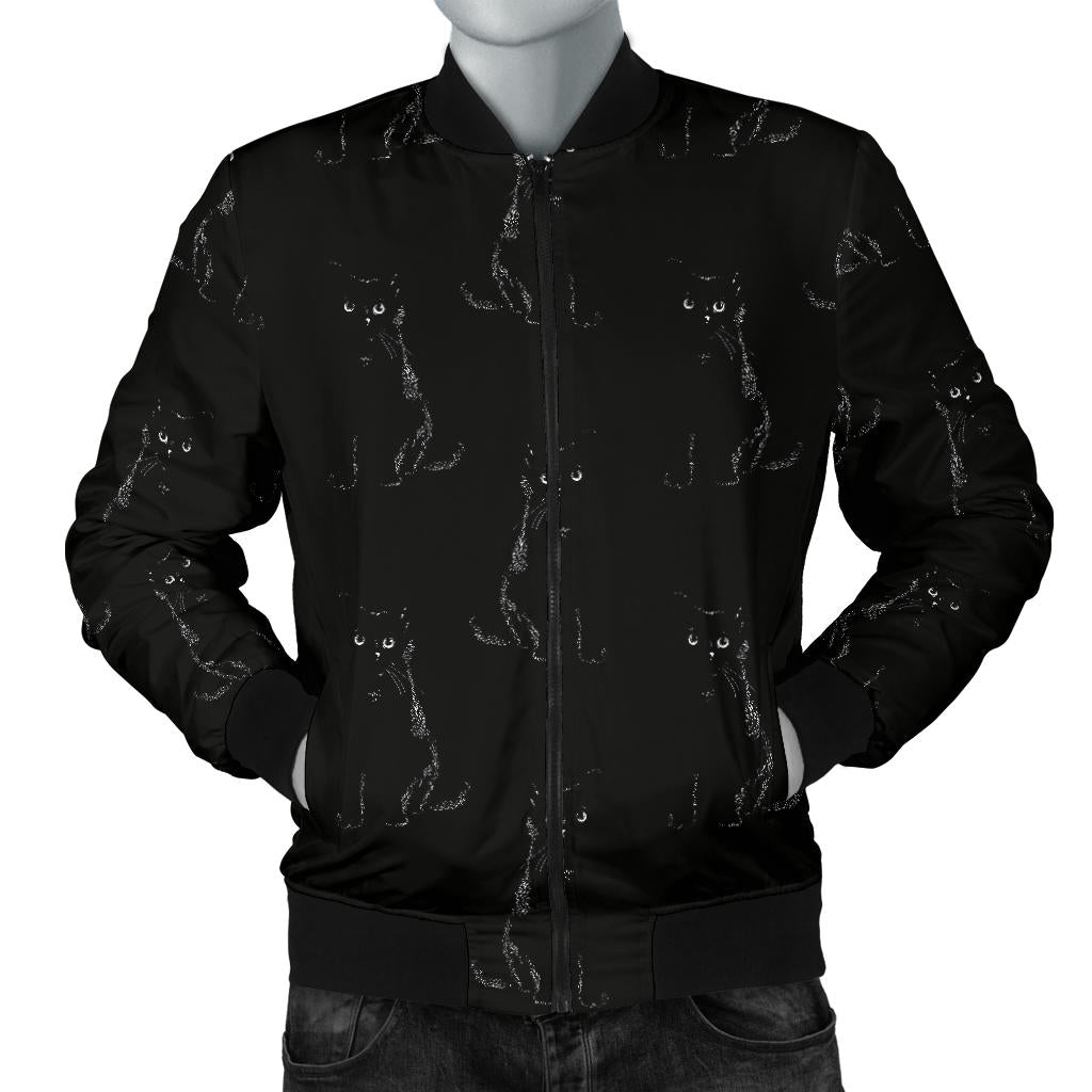 Black Cat Pattern Print Design 03 Men Bomber Jacket