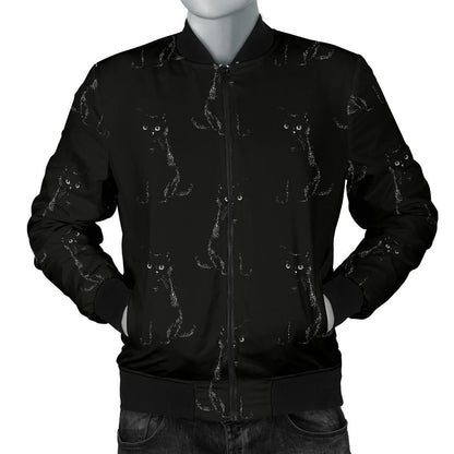 Black Cat Pattern Print Design 03 Men Bomber Jacket