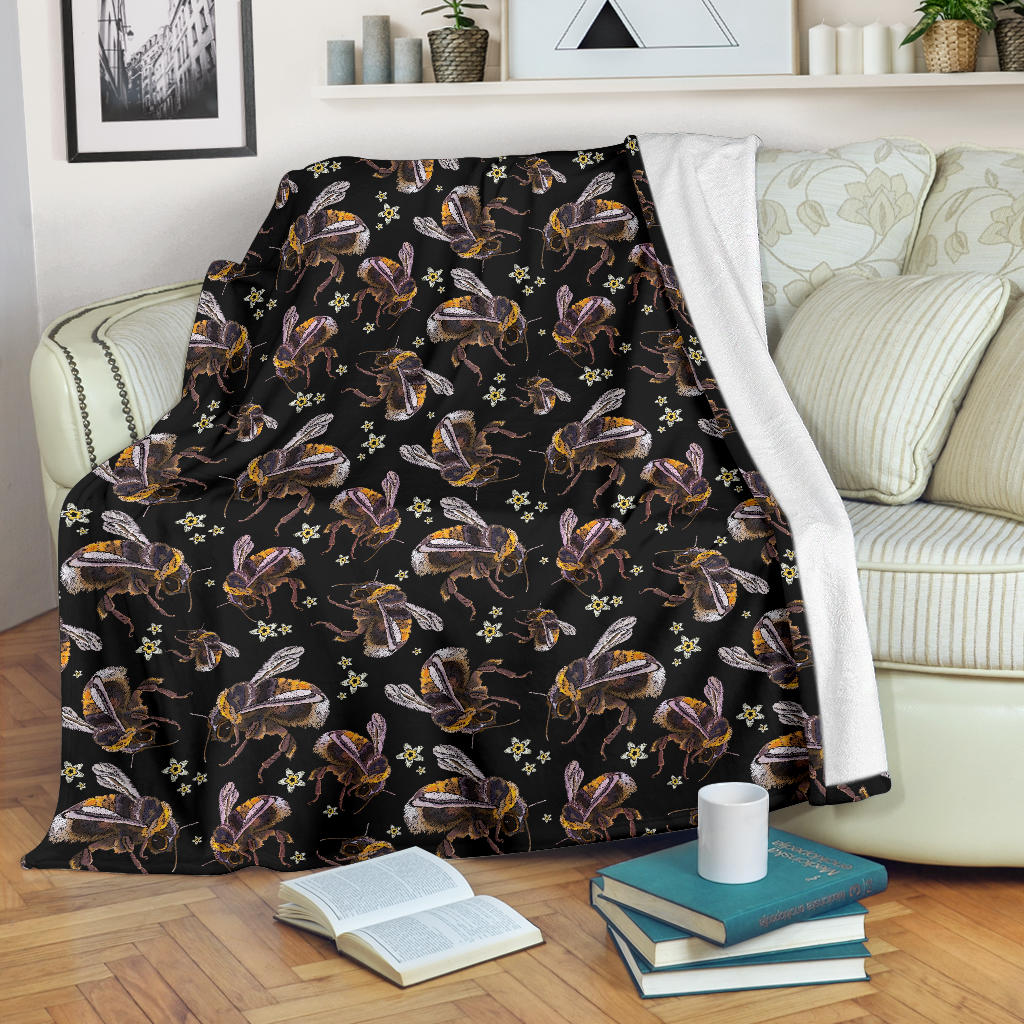 Bee Pattern Print Design 04 Premium Blanket