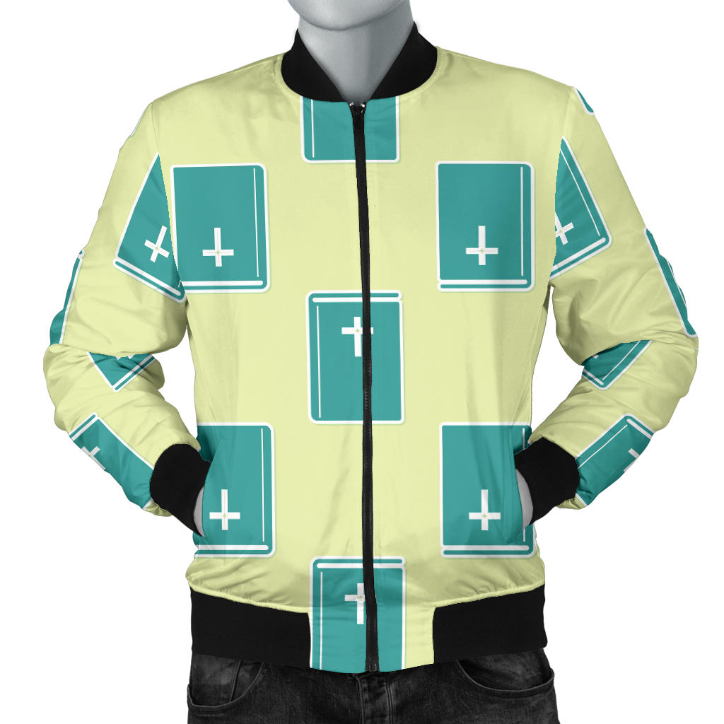 Bible Pattern Print Design 04 Men Bomber Jacket