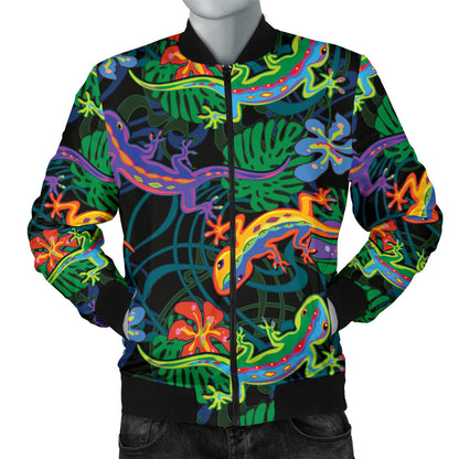 Gecko Colorful Pattern Print Design 01 Men Bomber Jacket