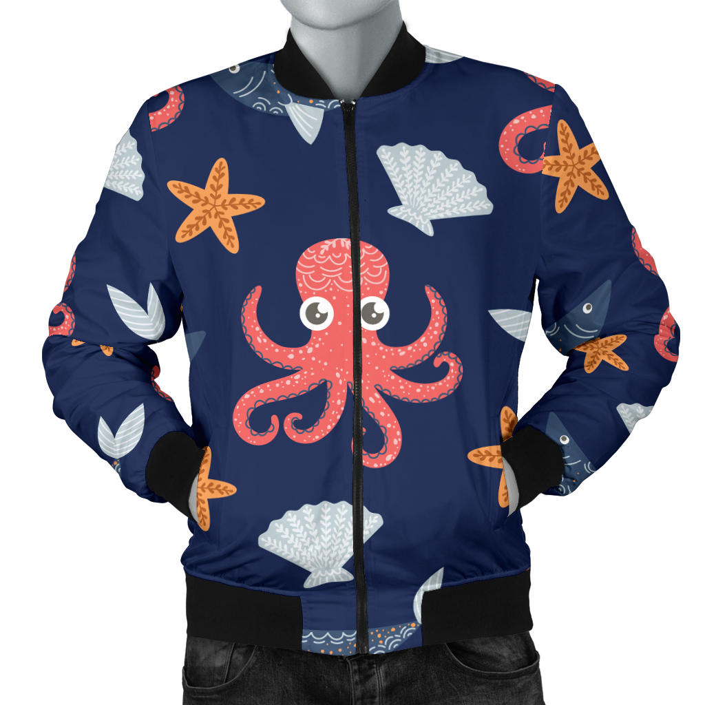 Octopus Pattern Print Design A04 Men Bomber Jacket