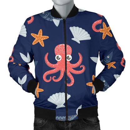 Octopus Pattern Print Design A04 Men Bomber Jacket