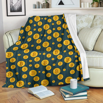 Bitcoin Pattern Print Design 01 Premium Blanket