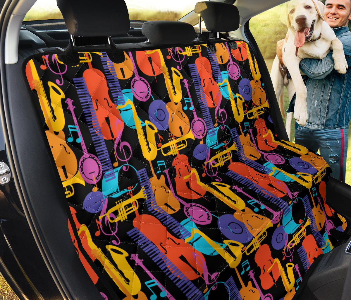 Jazz Pattern Print Design 03 Rear Dog Car Seat Cover Hammock