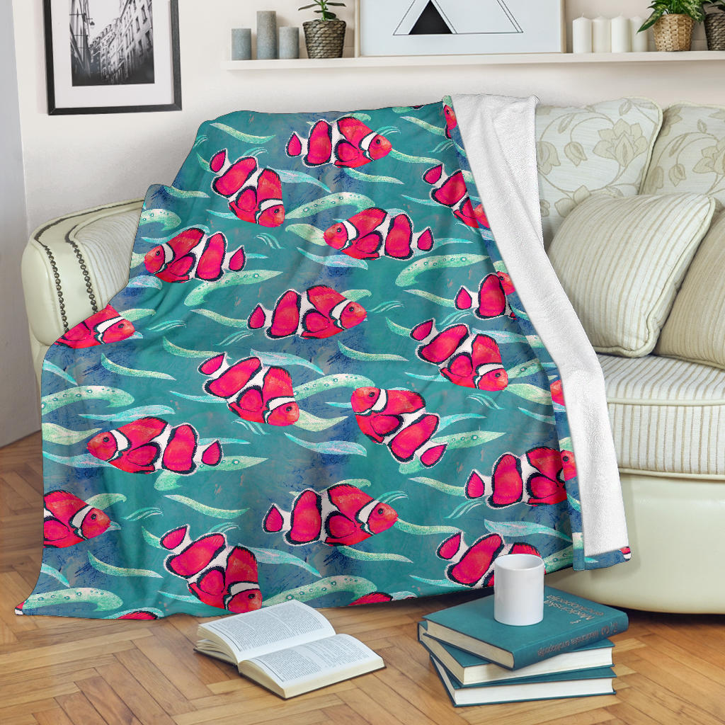 Clownfish Pattern Print Design 02 Premium Blanket