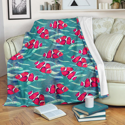 Clownfish Pattern Print Design 02 Premium Blanket