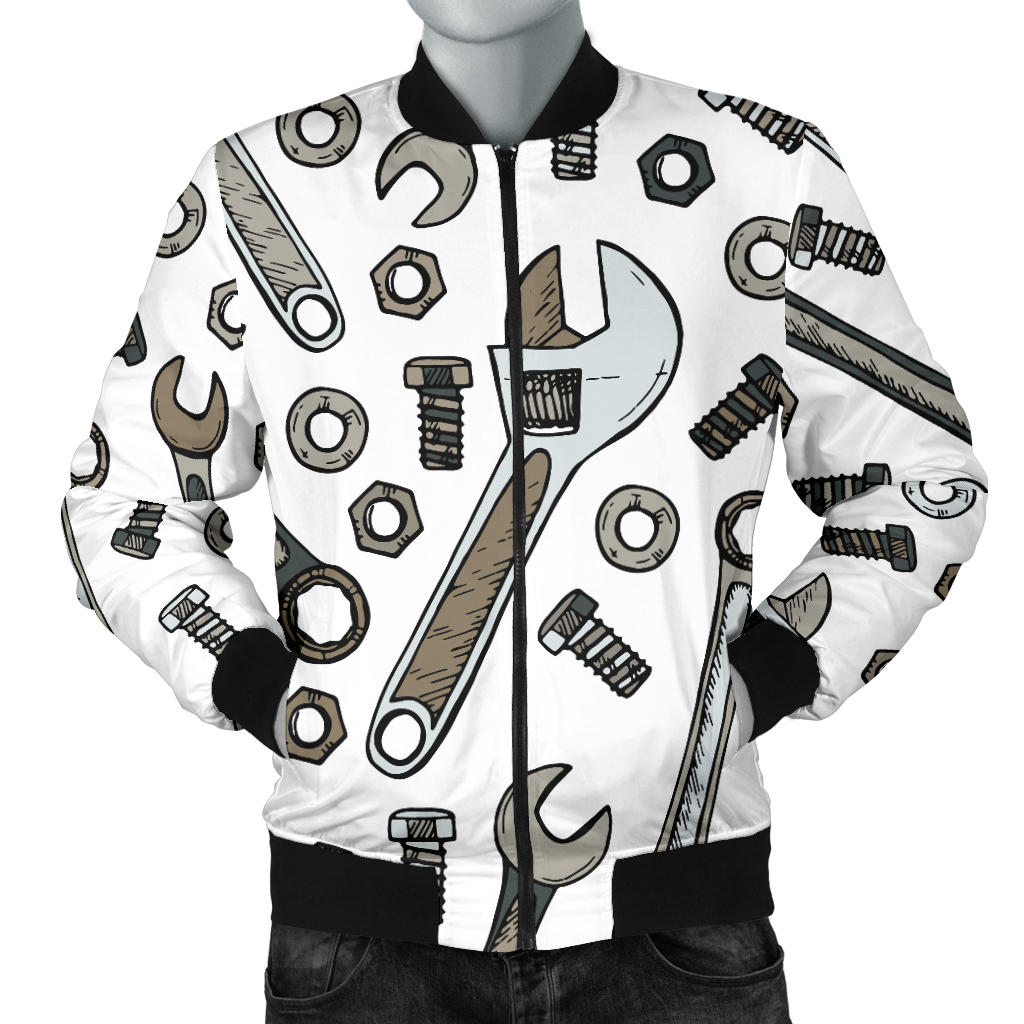 Mechanic Pattern Print Design 03 Men Bomber Jacket