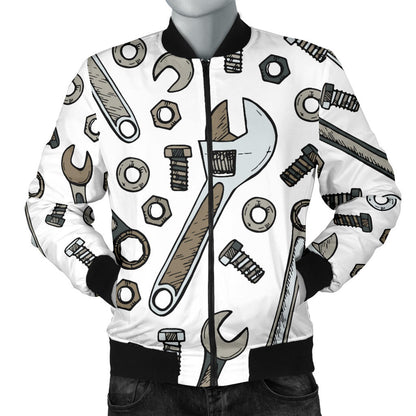 Mechanic Pattern Print Design 03 Men Bomber Jacket