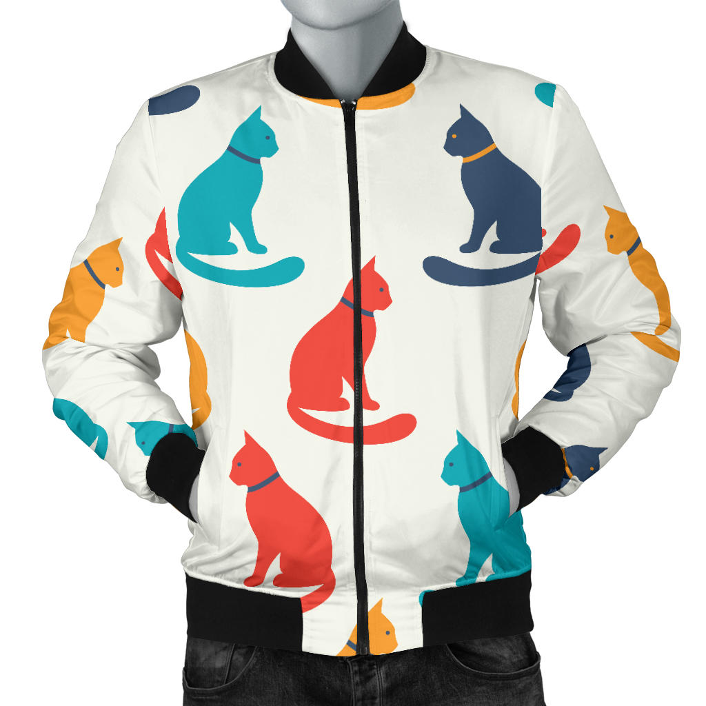 Cat Pattern Print Design 03 Men Bomber Jacket