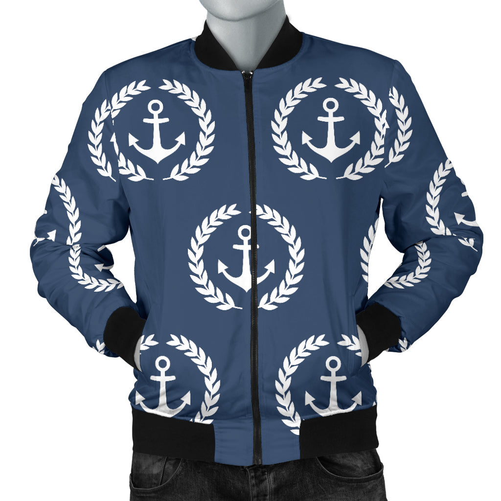 Anchor Pattern Print Design 04 Men Bomber Jacket