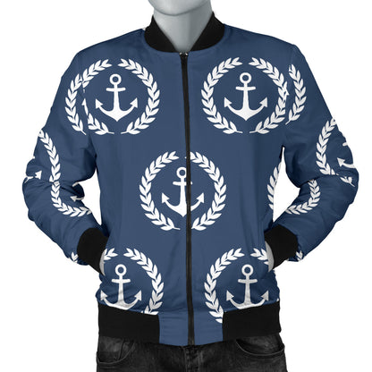 Anchor Pattern Print Design 04 Men Bomber Jacket