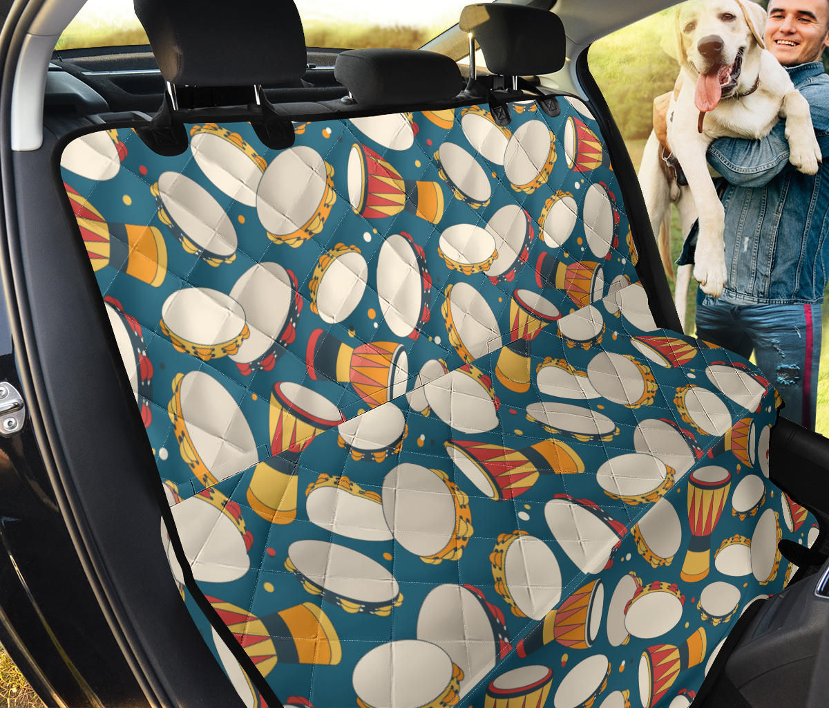 Tambourine Pattern Print Design 01 Rear Dog Car Seat Cover Hammock