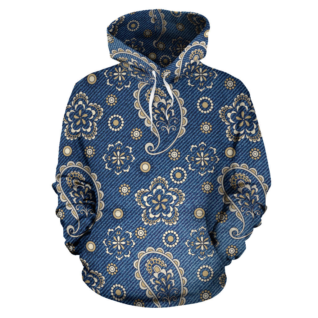 Jean Paisley Pattern Print Design 01 Pullover Hoodie