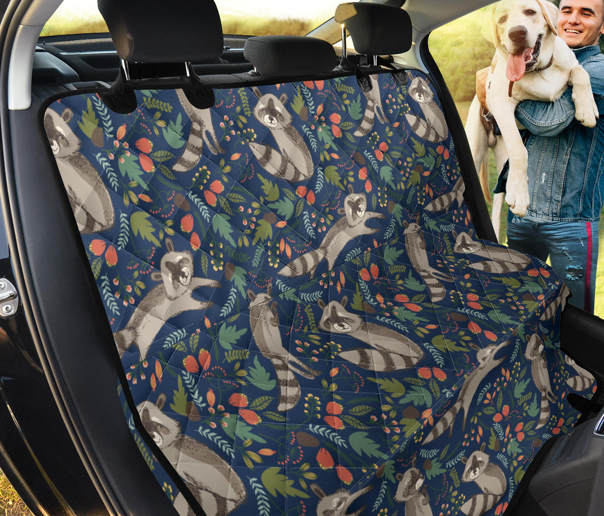 Raccoon Pattern Print Design A02 Rear Dog Car Seat Cover Hammock