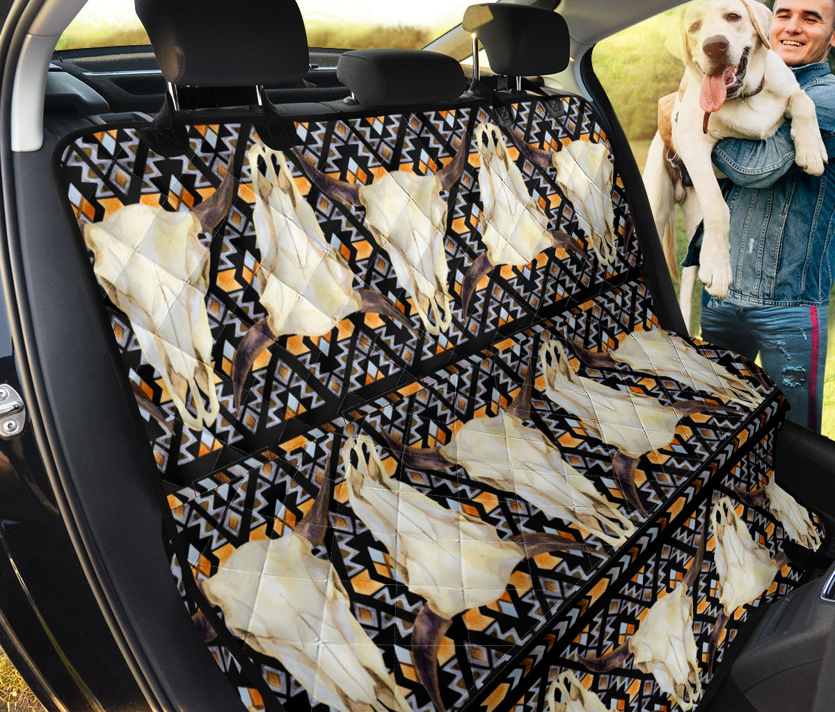 Buffalo Head Pattern Print Design 03 Rear Dog Car Seat Cover Hammock