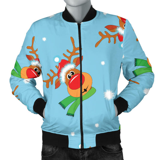 Reindeer cute Pattern Print Design 02 Men Bomber Jacket