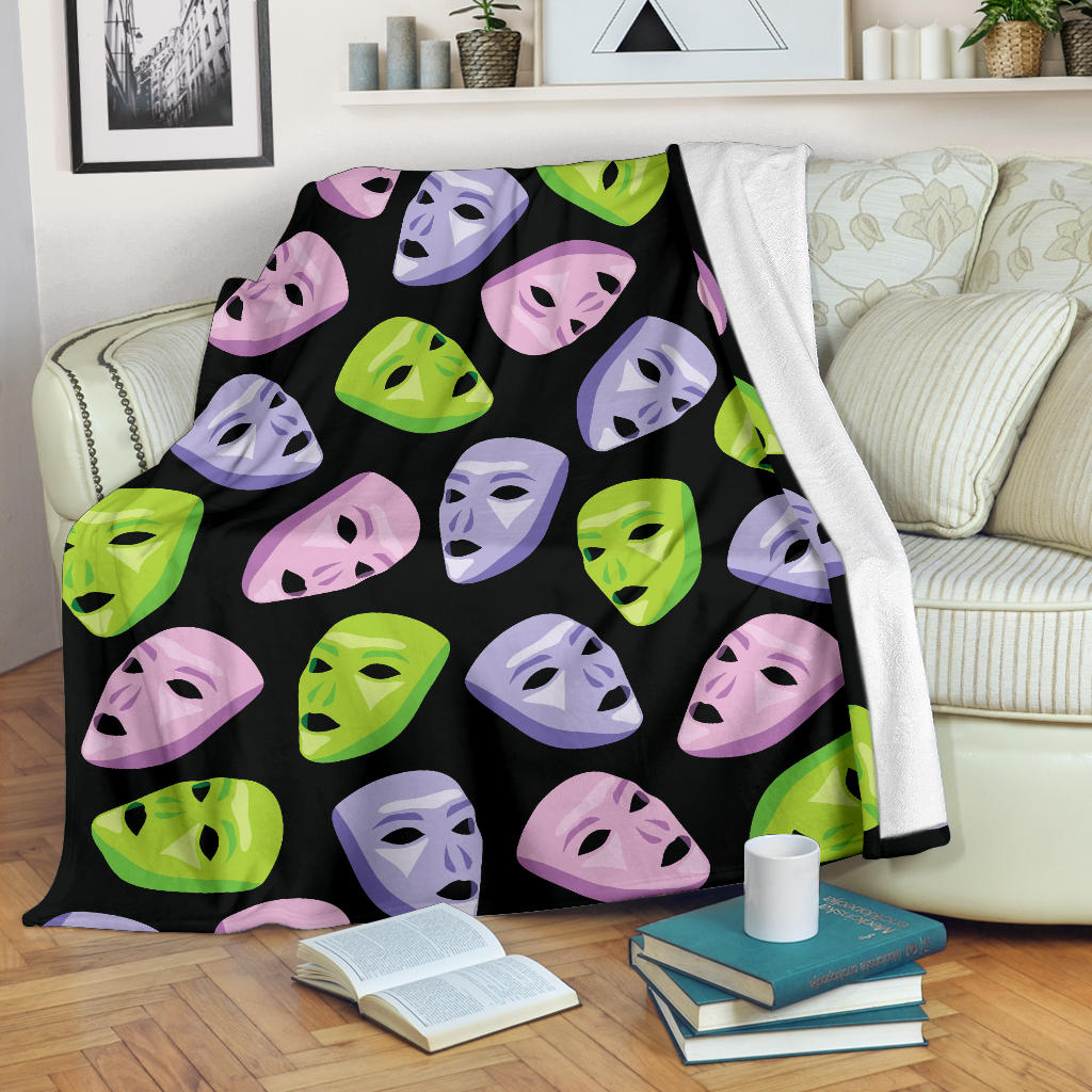 Acting Mask Pattern Print Design 04 Premium Blanket