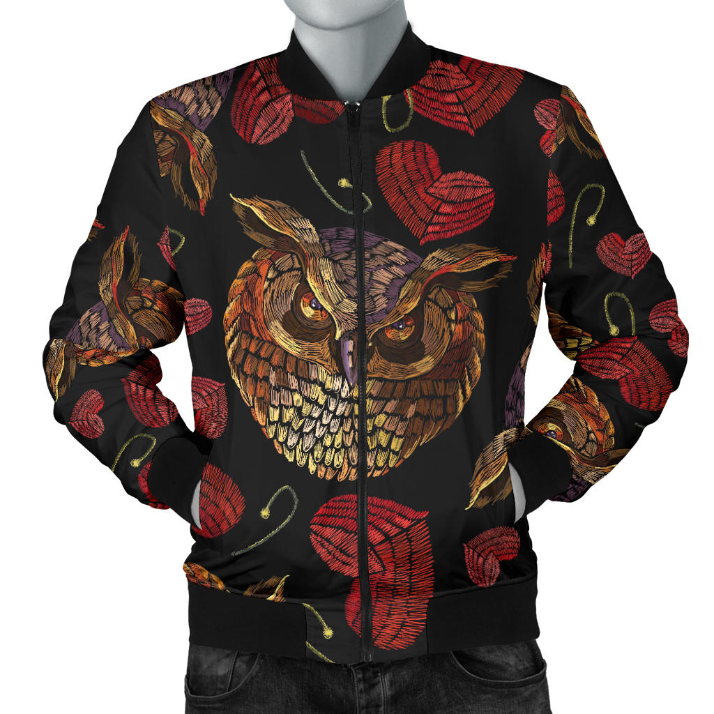 Owl Pattern Print Design A08 Men Bomber Jacket