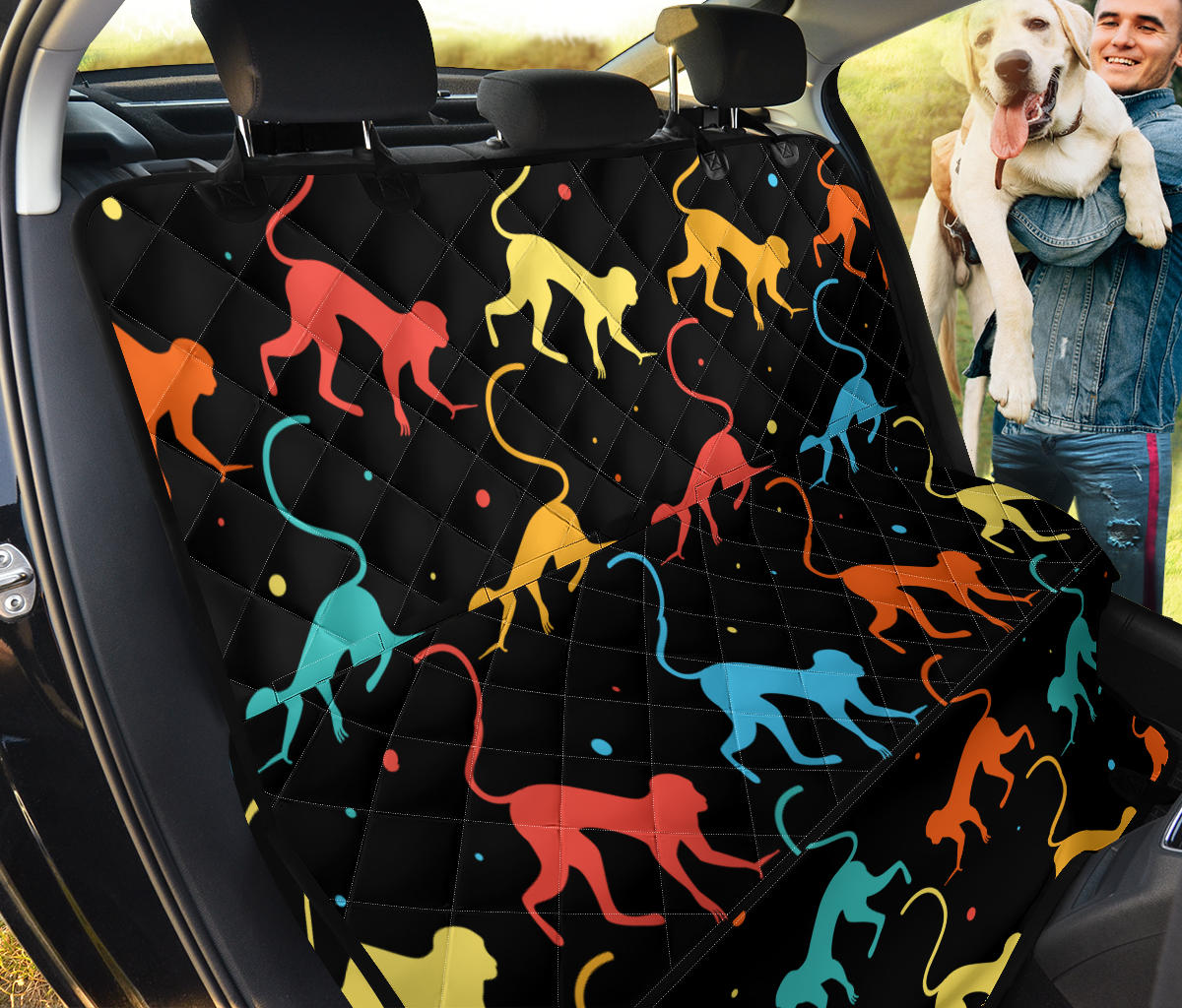 Monkey Pattern Print Design 01 Rear Dog Car Seat Cover Hammock