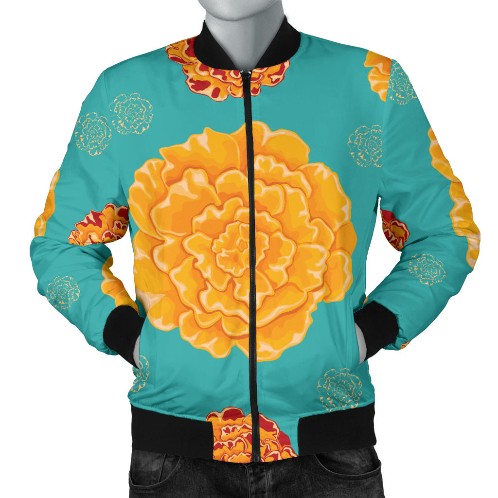 Marigold Pattern Print Design 02 Men Bomber Jacket