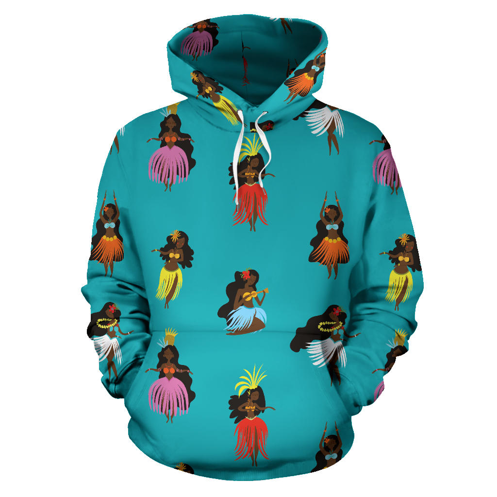 Hula Dancers Pattern Print Design 04 Pullover Hoodie