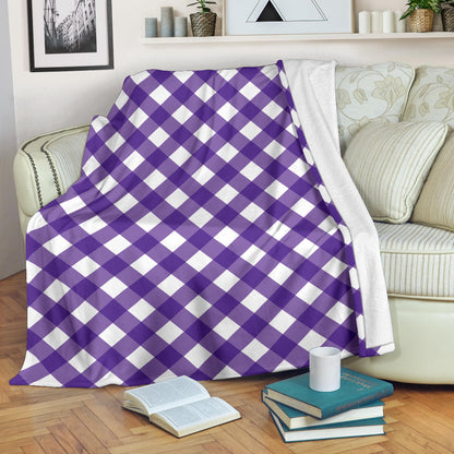 Gingham Purple Pattern Print Design 03 Premium Blanket