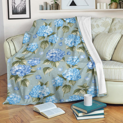 Hydrangea Pattern Print Design 01 Premium Blanket