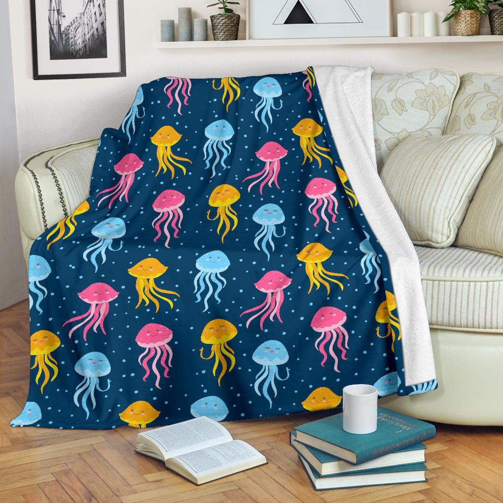 Jellyfish Pattern Print Design 04 Premium Blanket