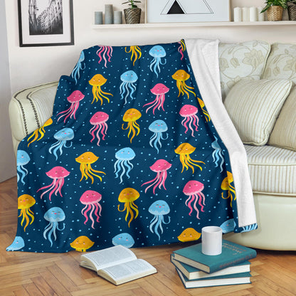 Jellyfish Pattern Print Design 04 Premium Blanket
