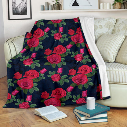 Rose Pattern Print Design A04 Premium Blanket