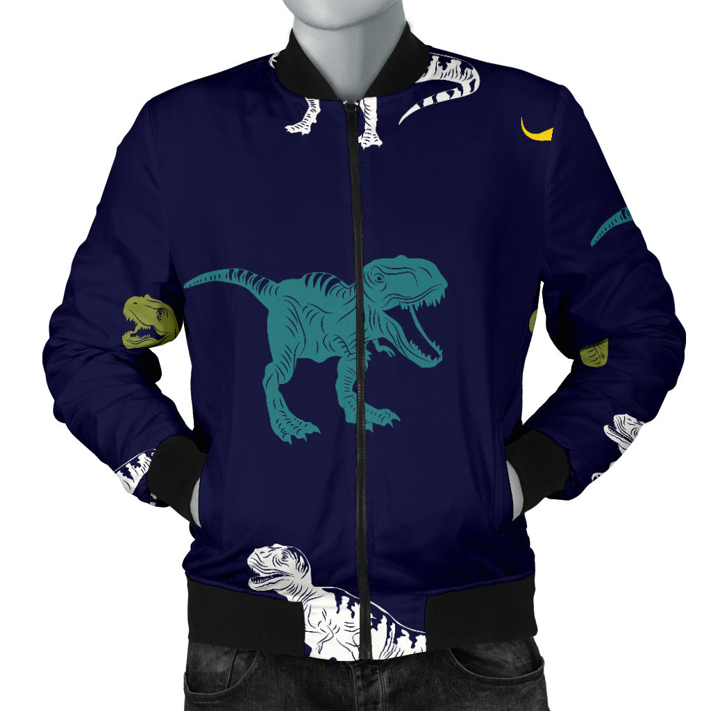 T Rex Pattern Print Design A07 Men Bomber Jacket