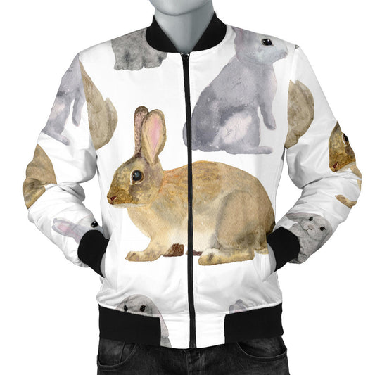 Rabbit Pattern Print Design 02 Men Bomber Jacket