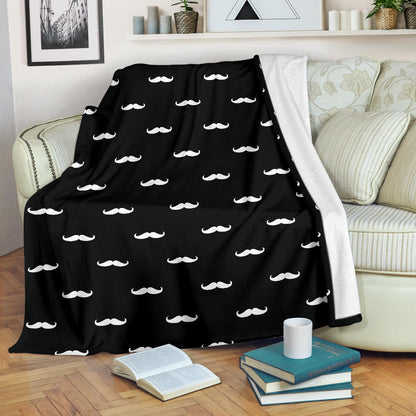 Mustache Pattern Print Design A04 Premium Blanket