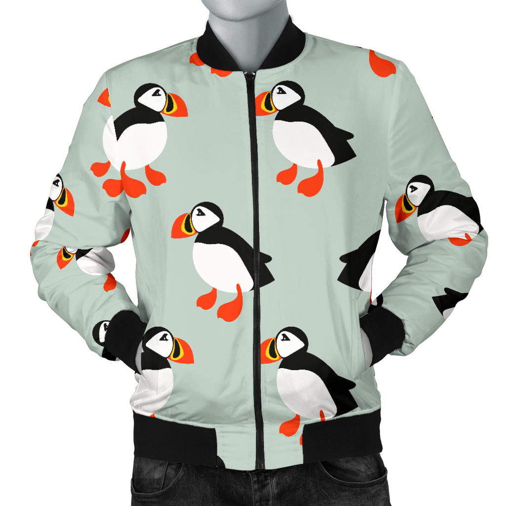 Puffin Pattern Print Design A03 Men Bomber Jacket