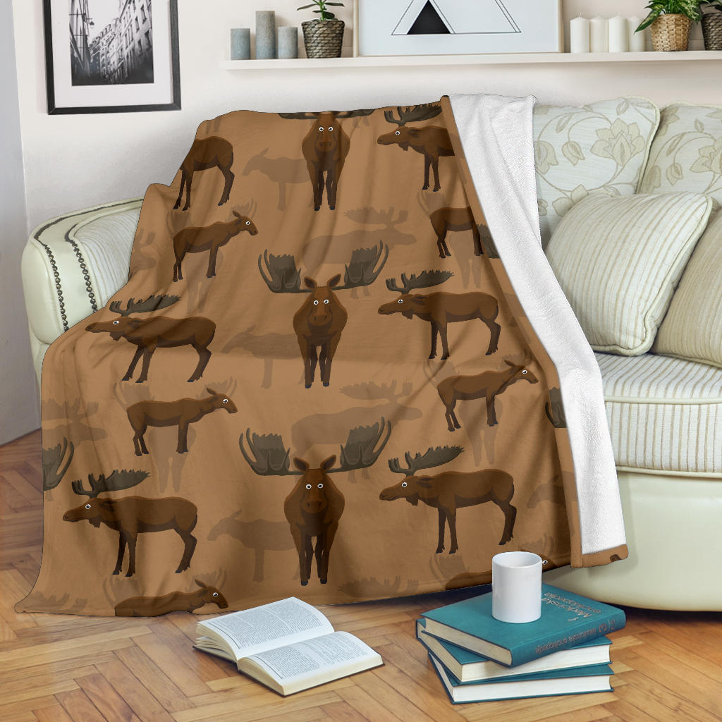 Moose Pattern Print Design 03 Premium Blanket