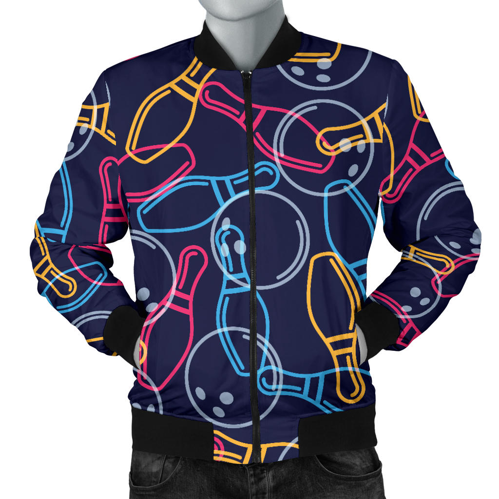 Bowling Pattern Print Design 07 Men Bomber Jacket