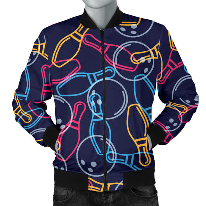 Bowling Pattern Print Design 07 Men Bomber Jacket