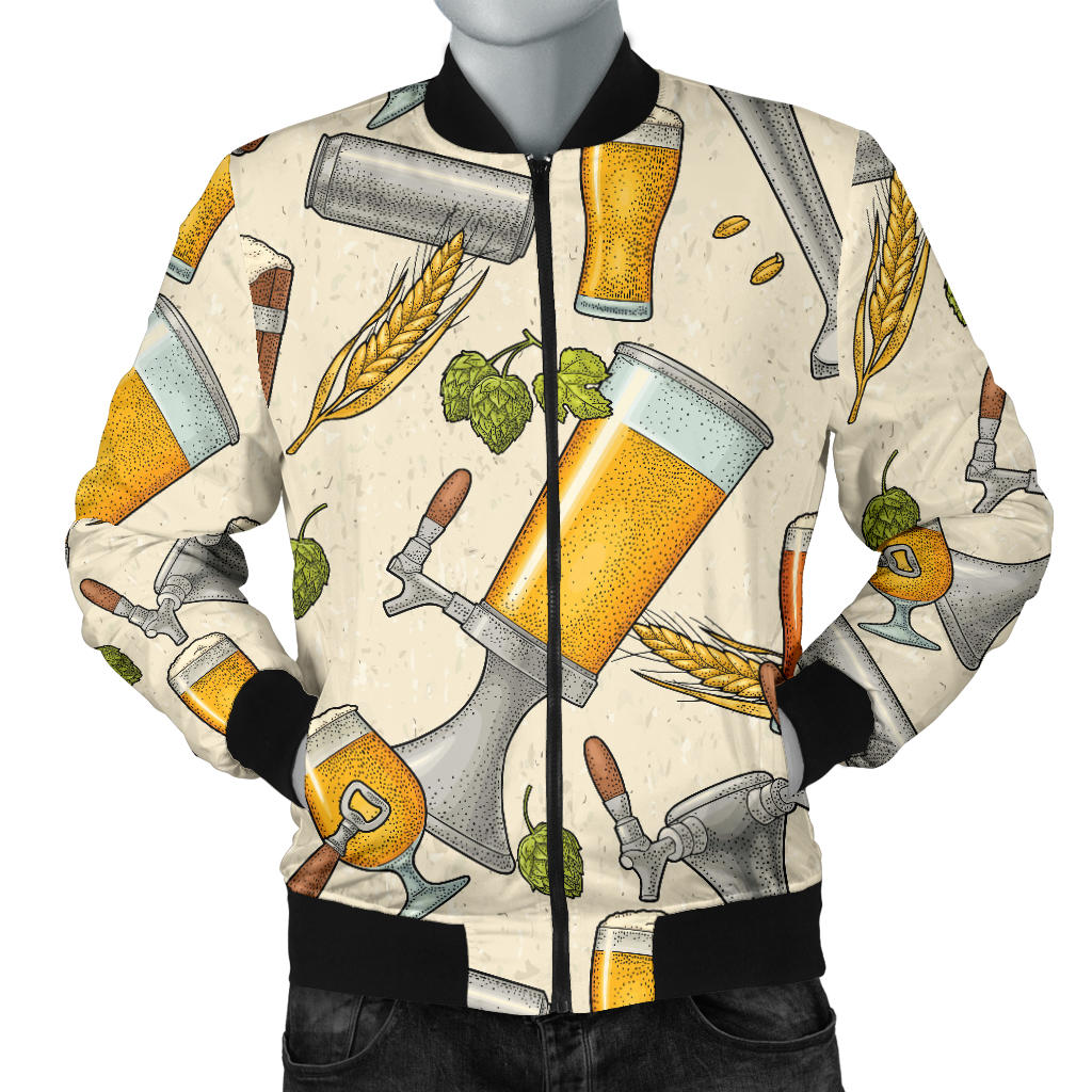 Beer Pattern Print Design 05 Men Bomber Jacket