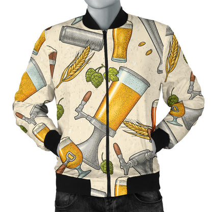 Beer Pattern Print Design 05 Men Bomber Jacket
