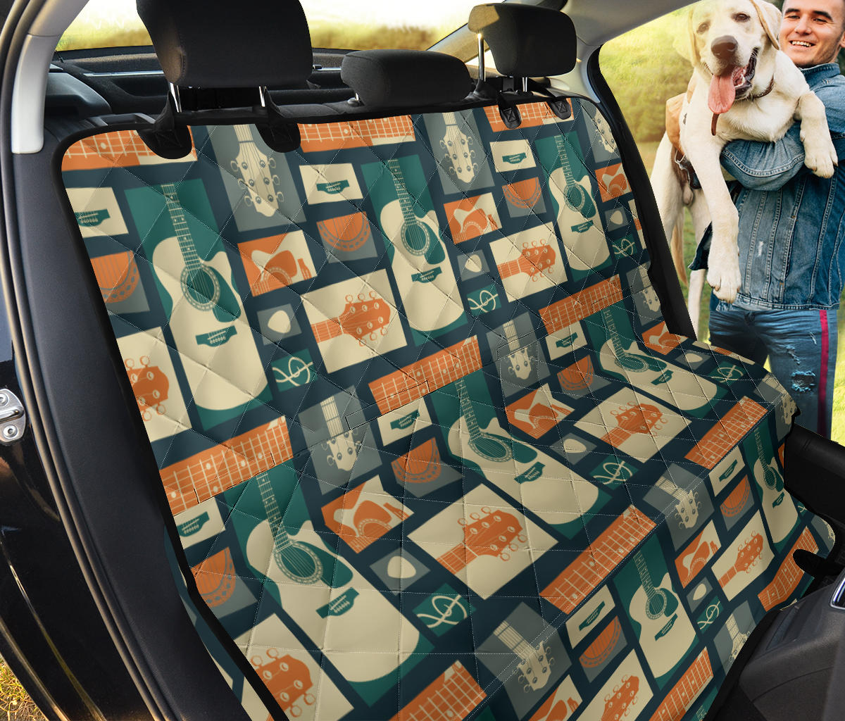 Acoustic Guitar Pattern Print Design 02 Rear Dog Car Seat Cover Hammock