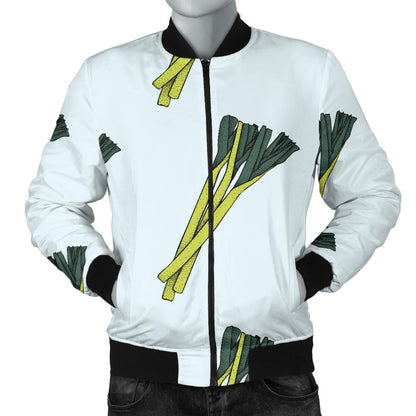 Leek Pattern Print Design 03 Men Bomber Jacket