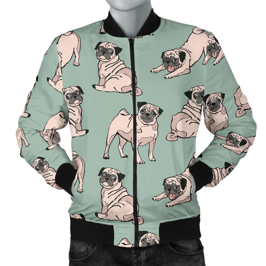 Pug Pattern Print Design A01 Men Bomber Jacket