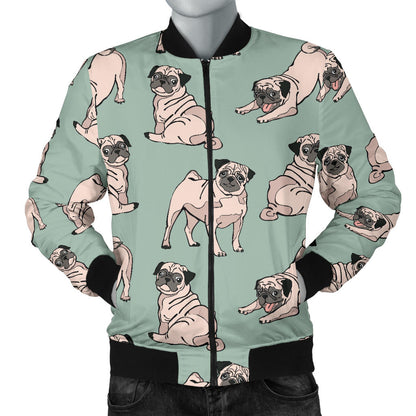 Pug Pattern Print Design A01 Men Bomber Jacket