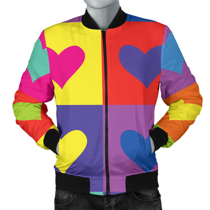 Pop Art Heart Pattern Print Design A01 Men Bomber Jacket